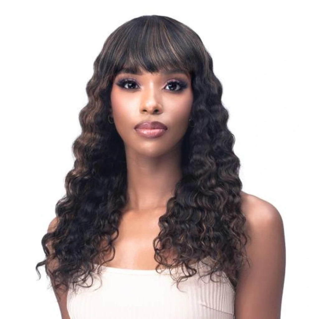 Bobbi Boss Unprocessed 100% Human Hair Wig with Bangs - Deborah