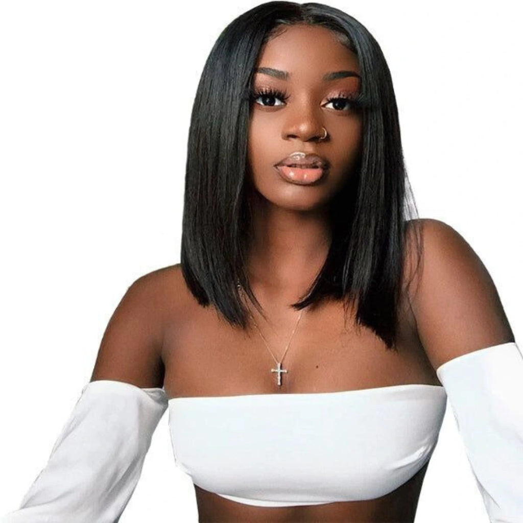 Le Rouge by Rio 100% Brazilian Human Hair 13X6 HD Lace Frontal Wig - 12" Straight - Natural