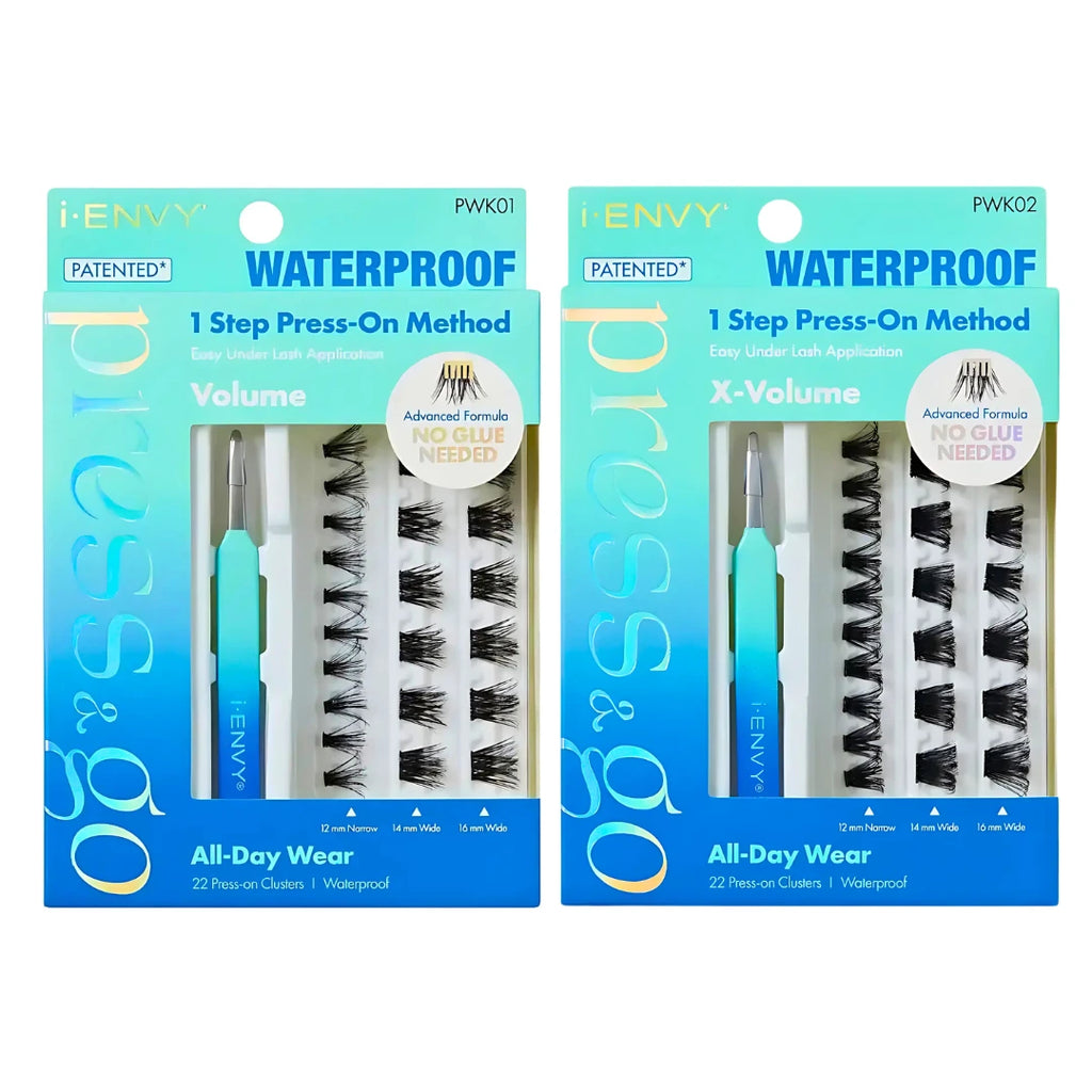Variety of styles in i-Envy waterproof press-on cluster lashes kit