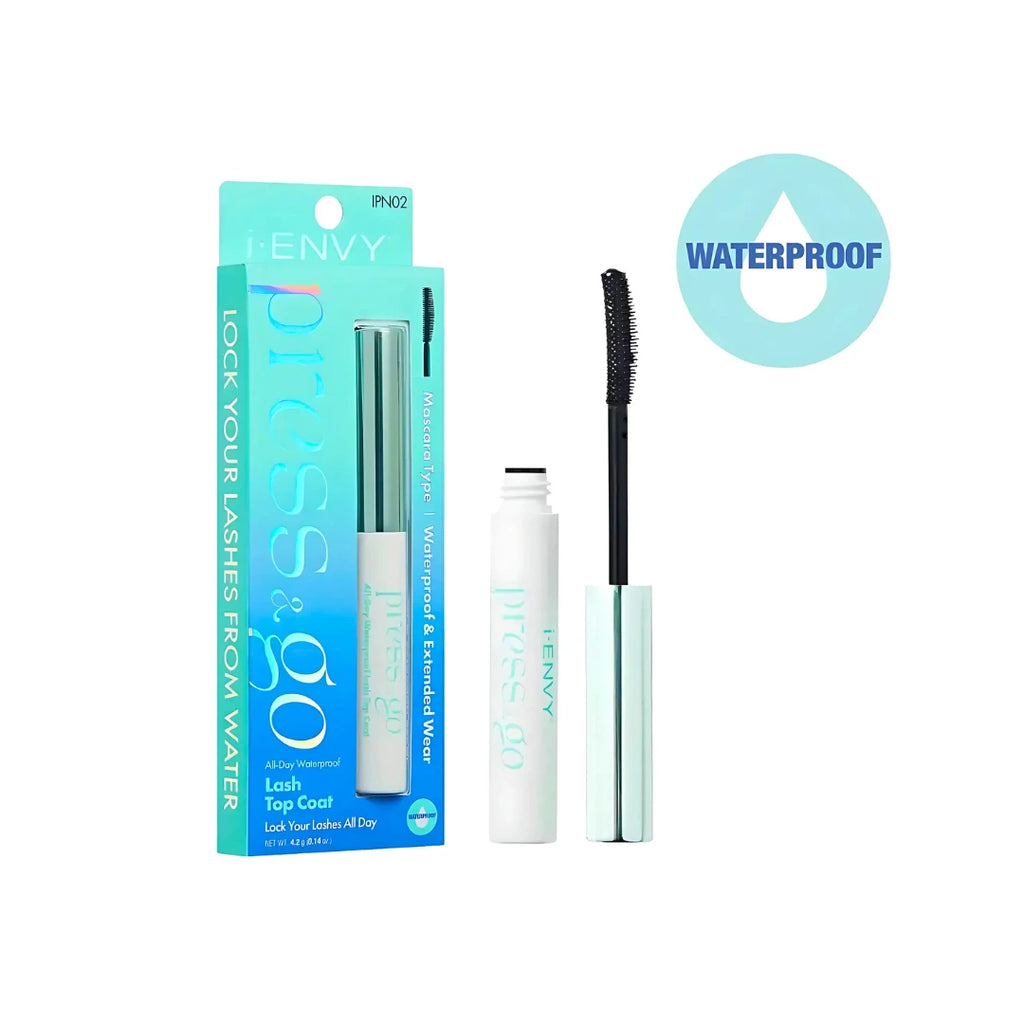i-Envy mascara with packaging and waterproof feature label on a white background