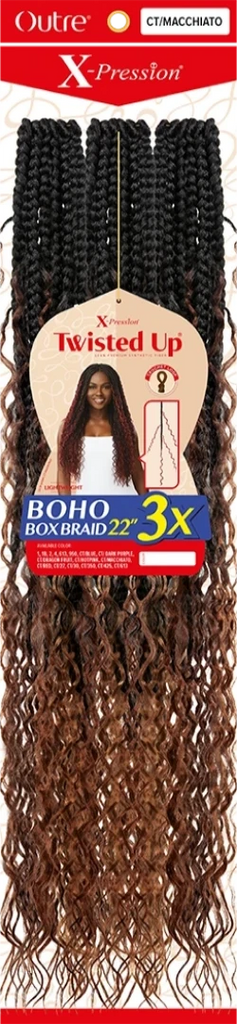 Outre Xpression Twisted Up Bobo Box Braid 3X's Pack Crochet Hair - 22"