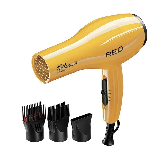 Red by KISS 2000 Ceramic Hair Dryer, Professional Salon Blow Dryer 3 Attachments