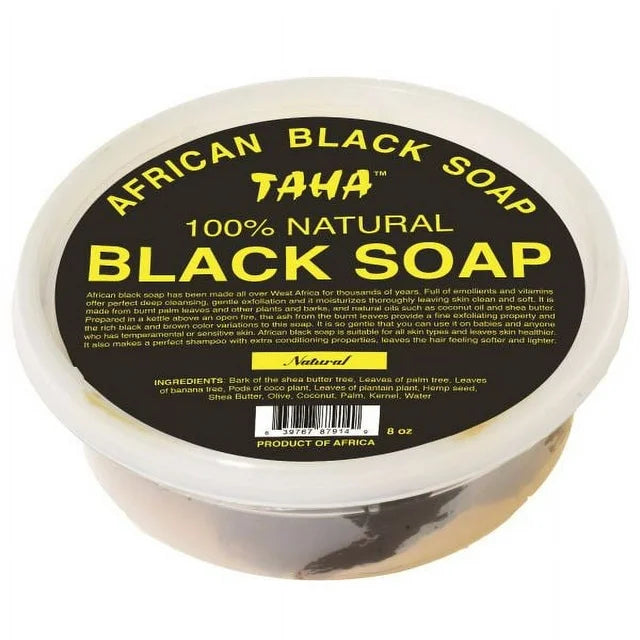 TAHA 100% Natural African Black Soap Tub