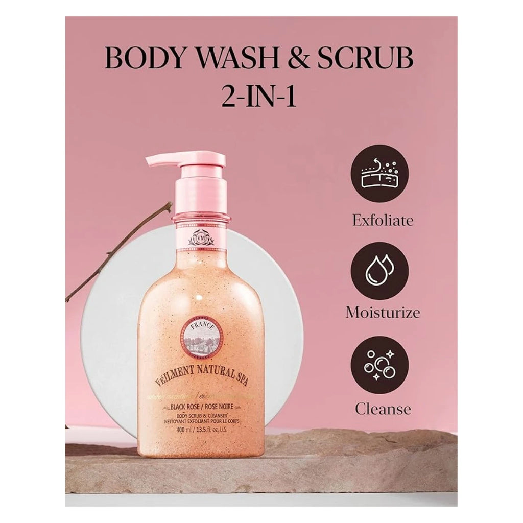 Avon Veilment Natural Spa Black Rose Body Scrub & Cleanser – 13.5 oz 