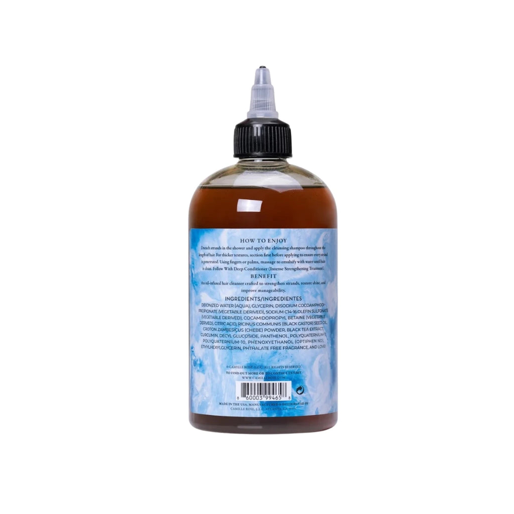 amille Rose Black Castor Oil & Chebe Invigorating Scalp Treatment Shampoo 12 oz for scalp nourishment and healthy hair growth