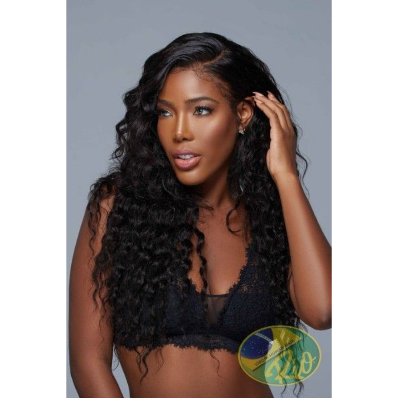 RIO 100% Human Hair HD Lace Frontal Wig 26" Jet Black