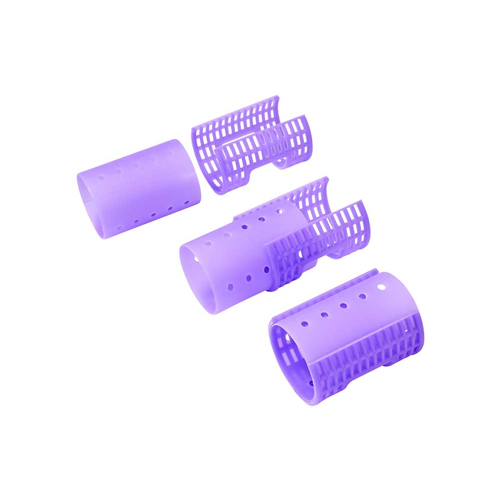 Open package showing snap on magnetic hair rollers

