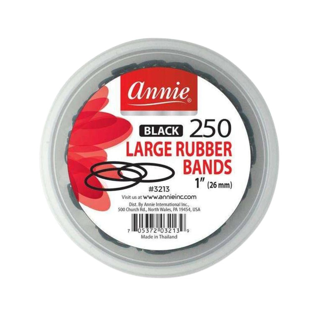 Annie Large Rubber Bands 1 Inch – 250 Count Black Front View