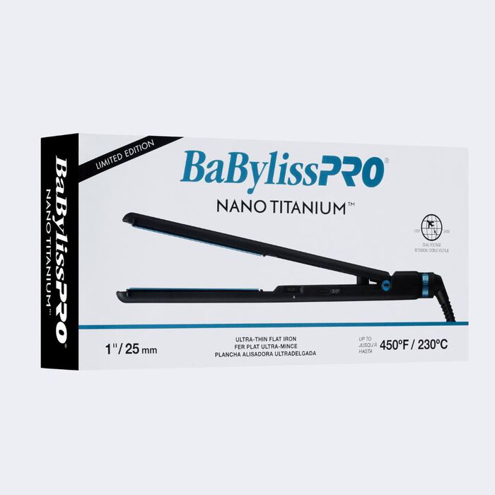 BaBylissPRO® Nano Titanium™ Limited Edition Black & Blue 1" Ultra-Thin Flat Iron 