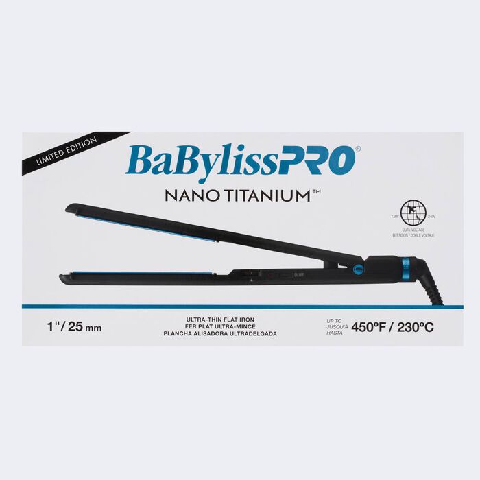 BaBylissPRO® Nano Titanium™ Limited Edition Black & Blue 1" Ultra-Thin Flat Iron 