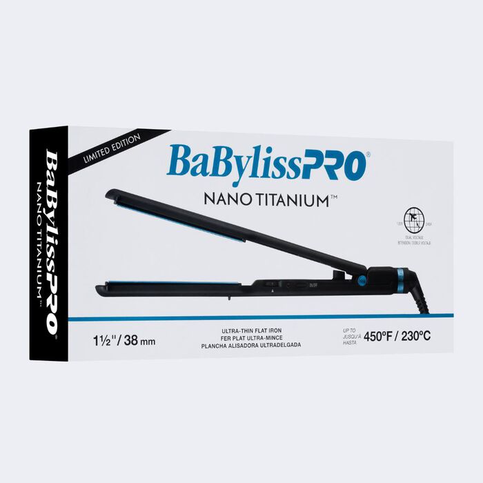 BaBylissPRO® Nano Titanium™ Limited Edition Black & Blue 1½" Ultra-Thin Flat Iron