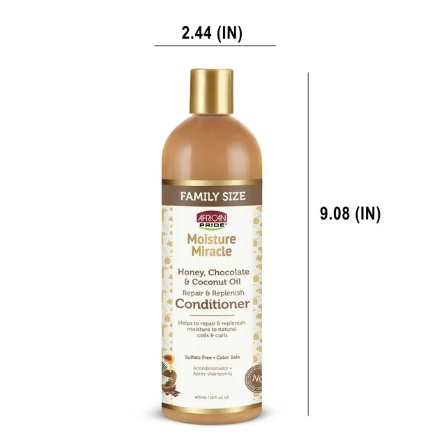 African Pride Moisture Miracle Honey & Coconut Oil Sulfate-Free Conditioner - 16 oz (Family Size)