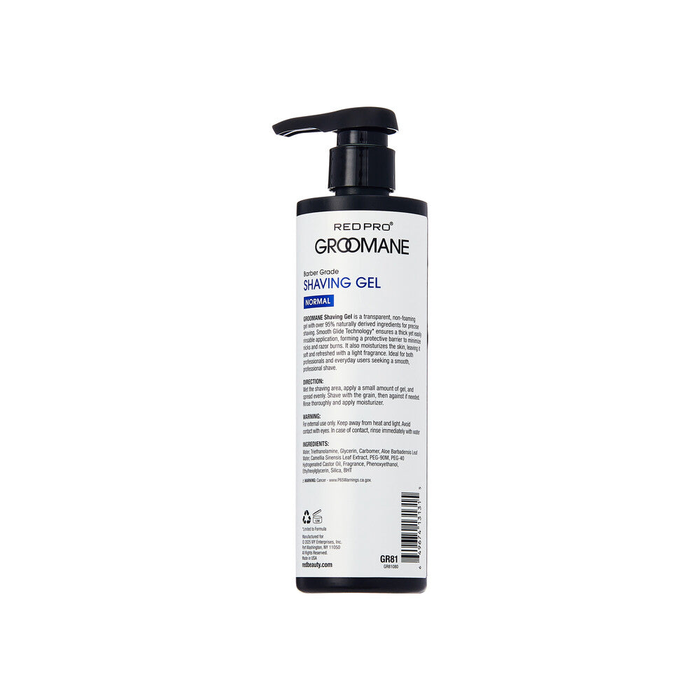 GROOMANE Barber Grade Shaving Gel 16.9 oz back bottle view
