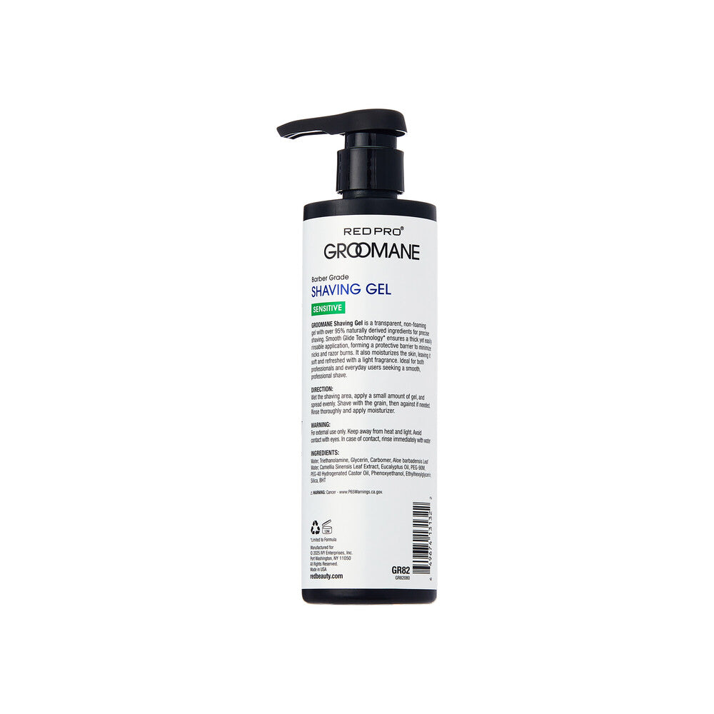 GROOMANE Barber Grade Shaving Gel 16.9 oz back bottle view
