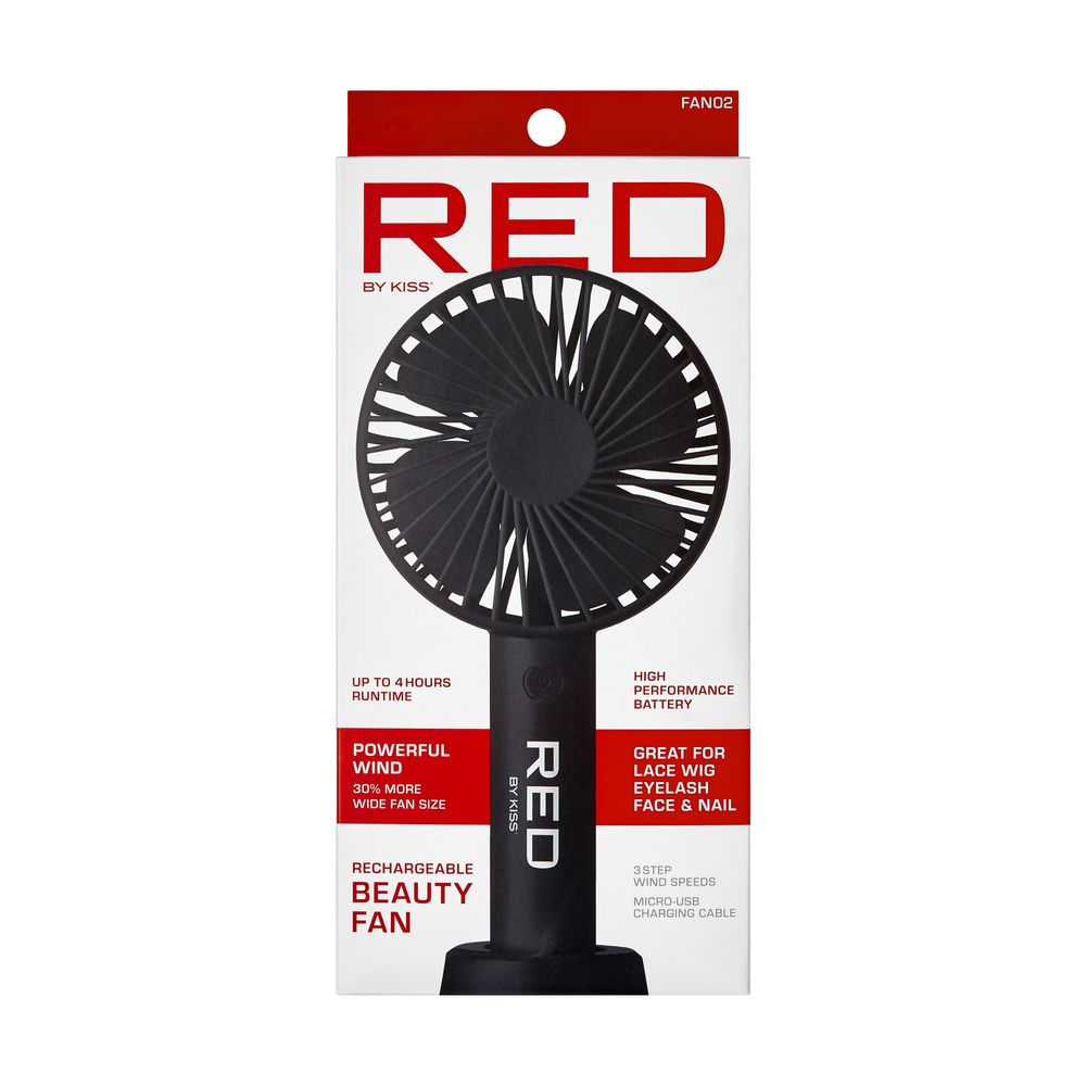 Rechargeable Beauty Fan - Red by Kiss