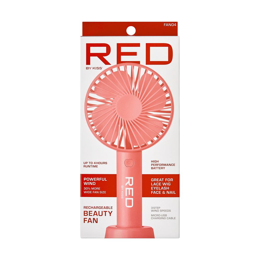 Rechargeable Beauty Fan - Red by Kiss