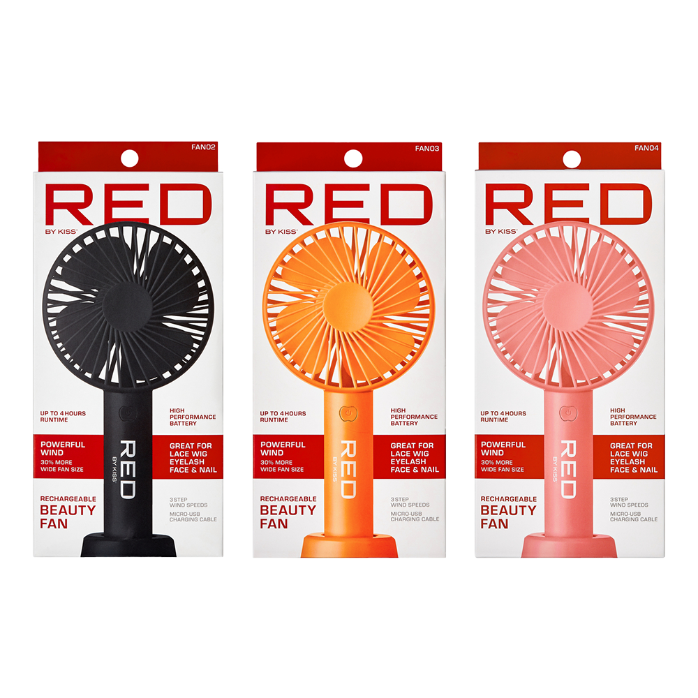 Rechargeable Beauty Fan - Red by Kiss
