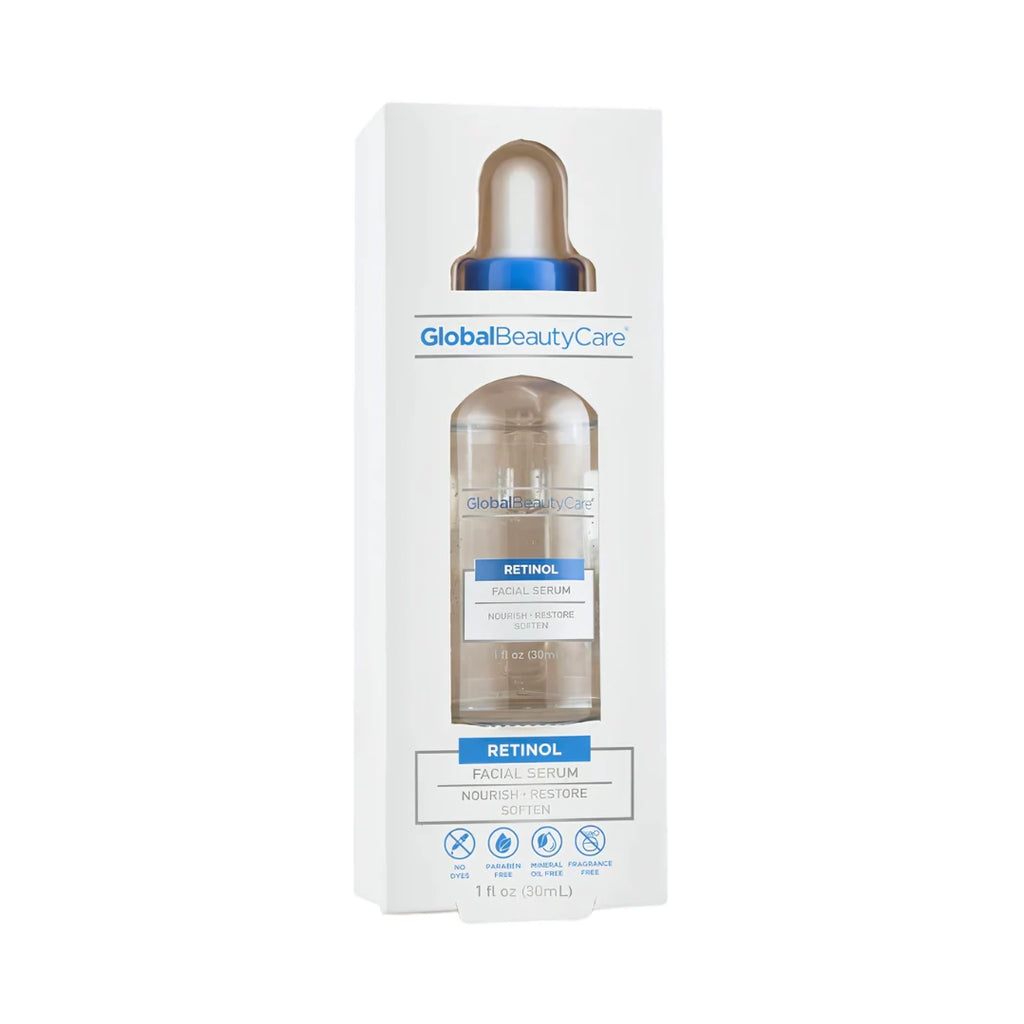 Global Beauty Care Retinol Facial Serum 1 oz dropper bottle front packaging