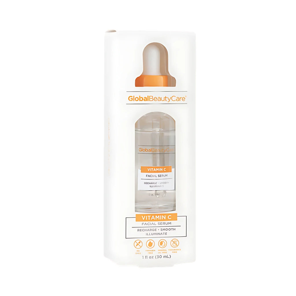Global Beauty Care Vitamin C Facial Serum 1 oz dropper bottle front packaging
