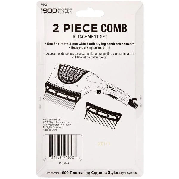 Red by Kiss 2 Piece Comb Set Fits The Kiss Curved 1900 Tourmaline Ceramic Styler Dryer 