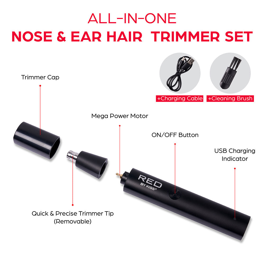Rechargeable Nose Hair Trimmer - Red by Kiss