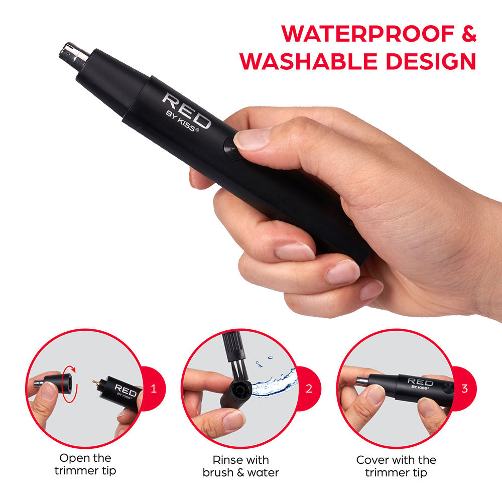 Rechargeable Nose Hair Trimmer - Red by Kiss