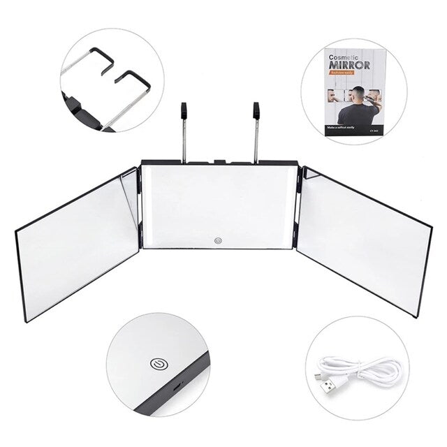 Tri-Fold Mirror with LED Light