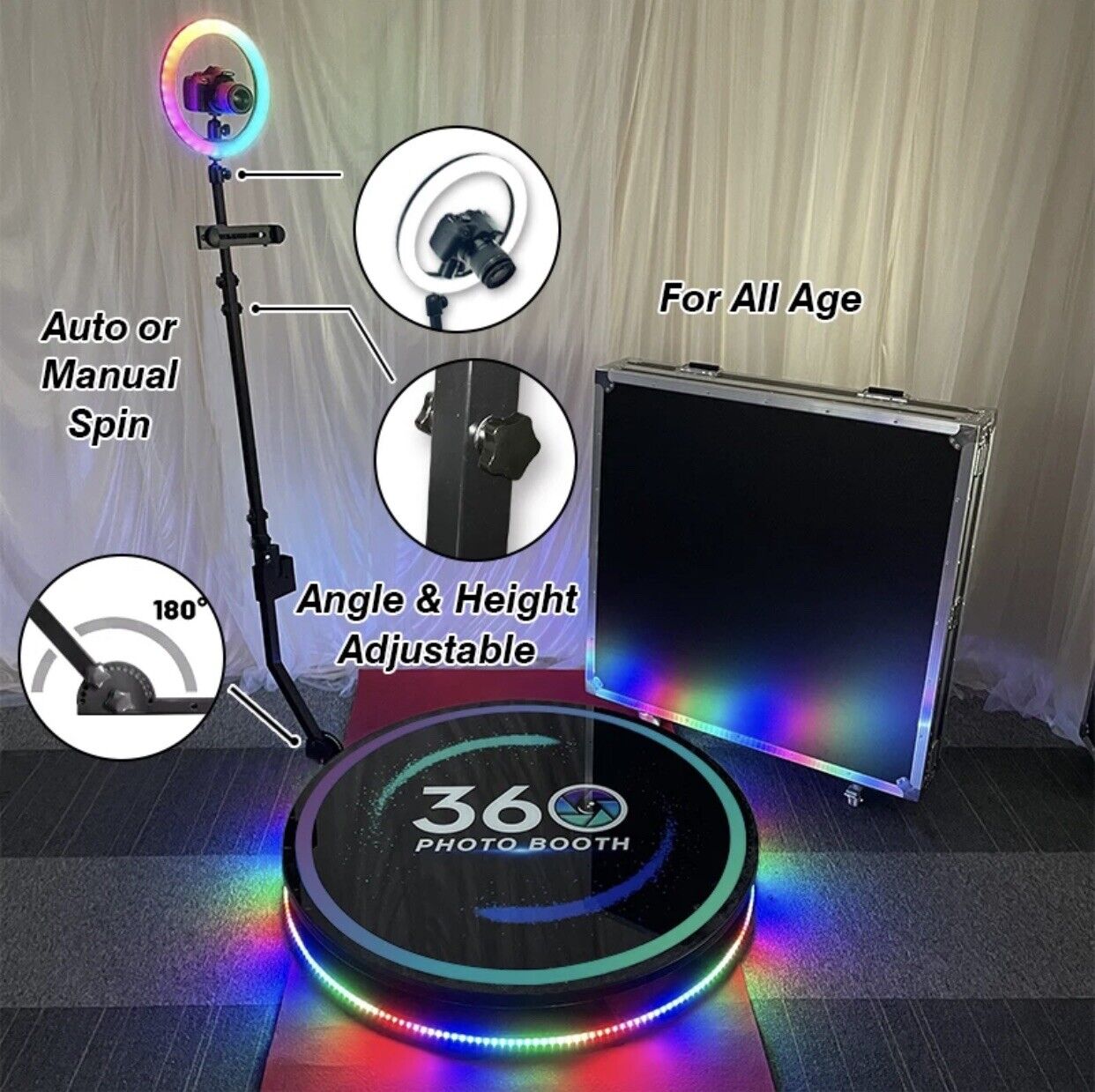 360 PHOTO BOOTH- VIDEO BOOTH PLATFORM AUTOMATIC SPINNER MOTORIZED