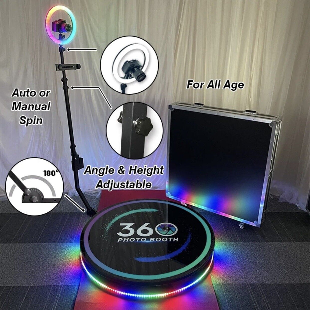 360 Photo Booth- Video Booth Platform Automatic Rotating Selfie Camera