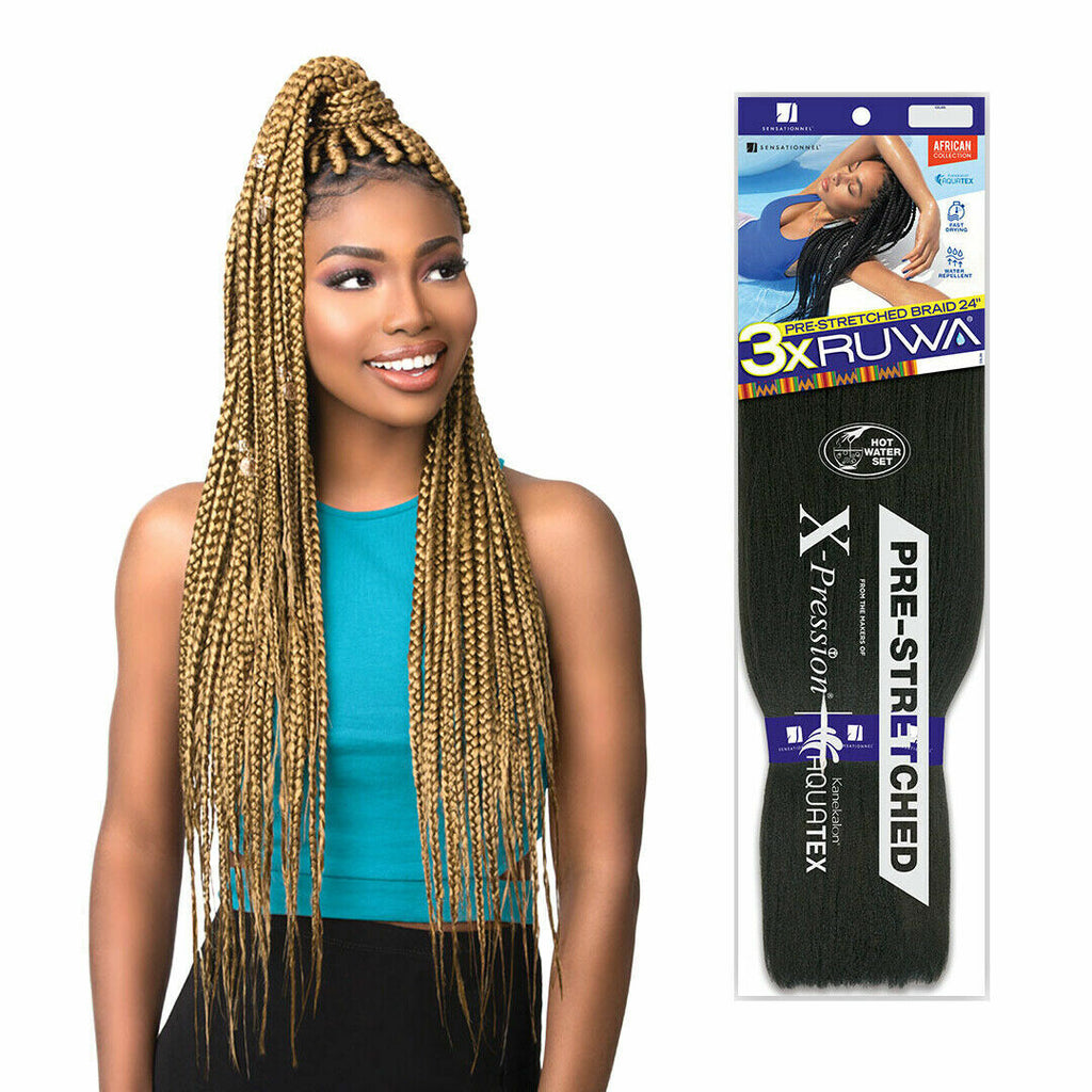 RUWA Pre-Stretched Braiding Hair 3X's Pack - 24" inches