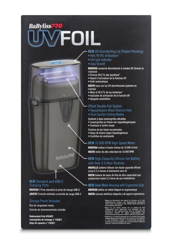 BaBylissPRO® UVFOIL UV-Disinfecting Metal DOUBLE-Foil Shaver 