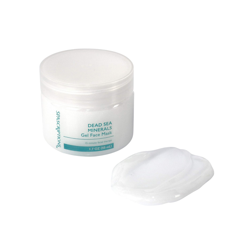 Dead Sea Minerals Gel Face Mask jar with a sample on a white background