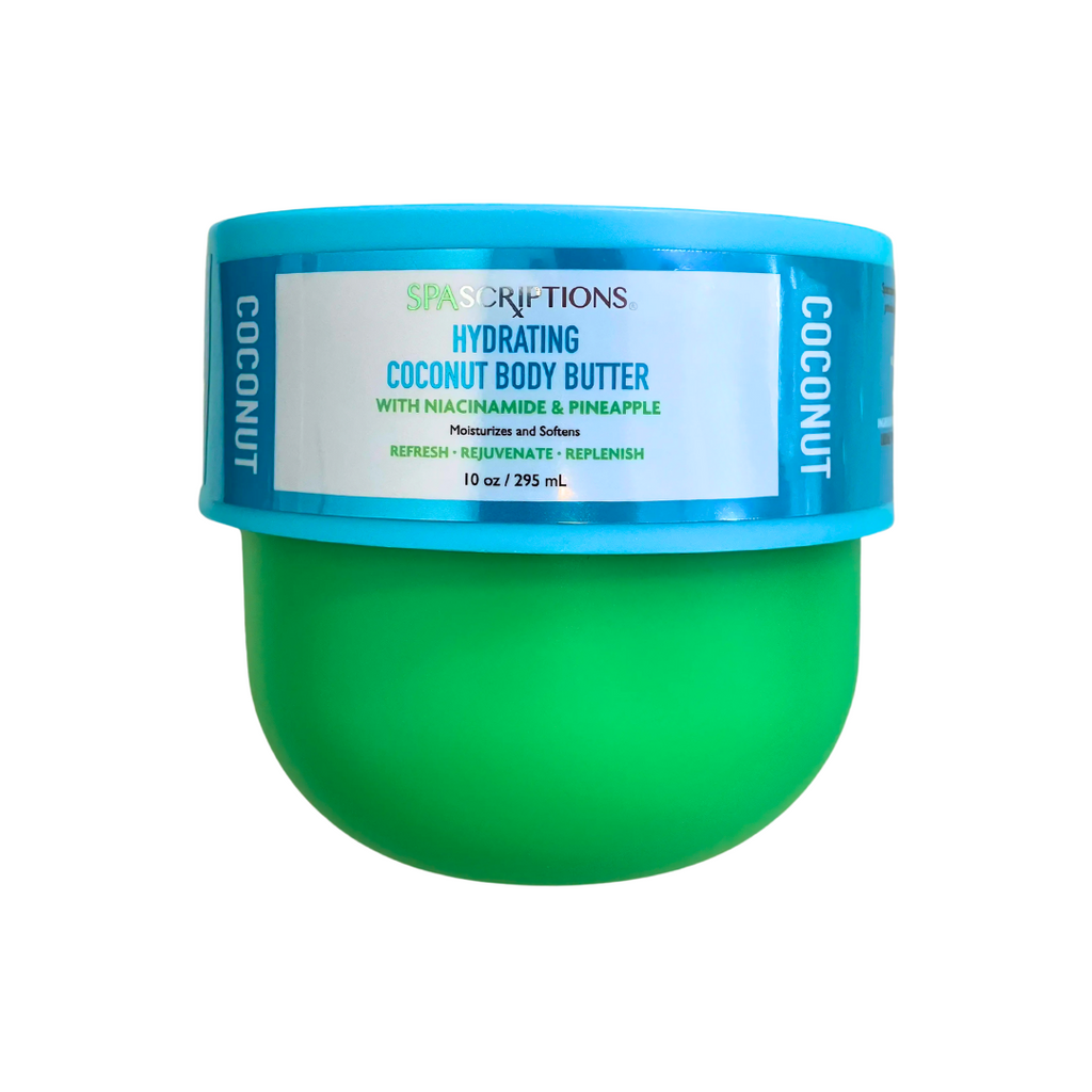 Spascriptions Hydrating Coconut Body Butter with Niacinamide & Pineapple 10 oz jar front view