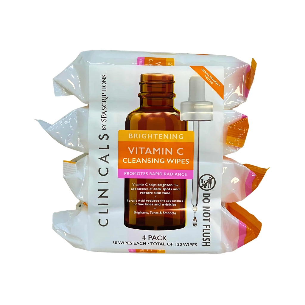 Spascriptions Clinicals Brightening Vitamin C Cleansing Wipes 120 ct packaging front view