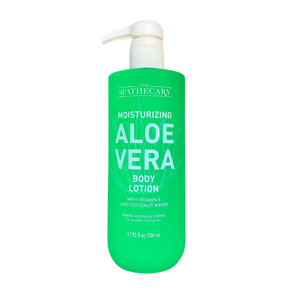 The Spathecary Aloe Vera Body Lotion with Vitamin E & Coconut Water 17.92 oz pump bottle front view