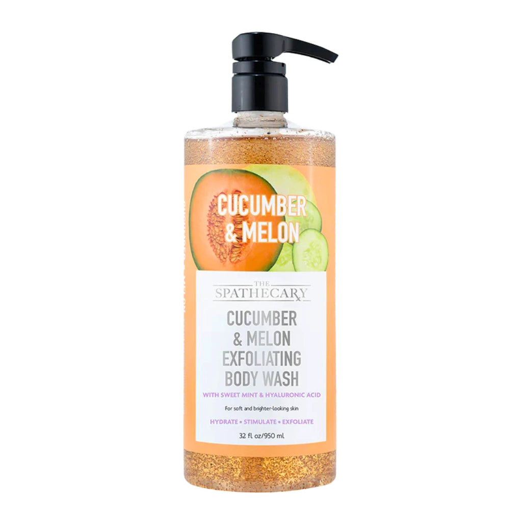 The Spathecary Cucumber & Melon Exfoliating Body Wash 32 oz pump bottle front view
