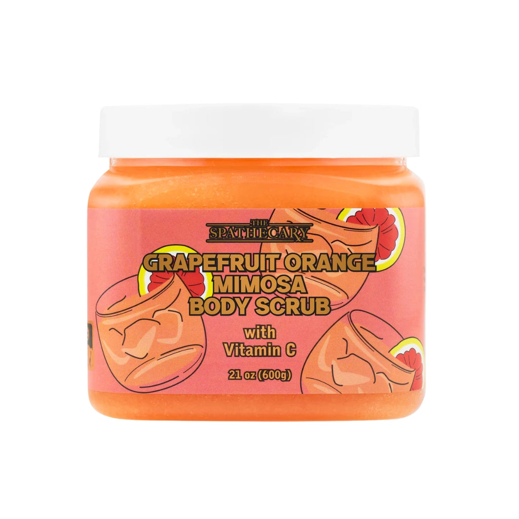 The Spathecary Grapefruit Orange Mimosa Body Scrub 21 oz jar front packaging view