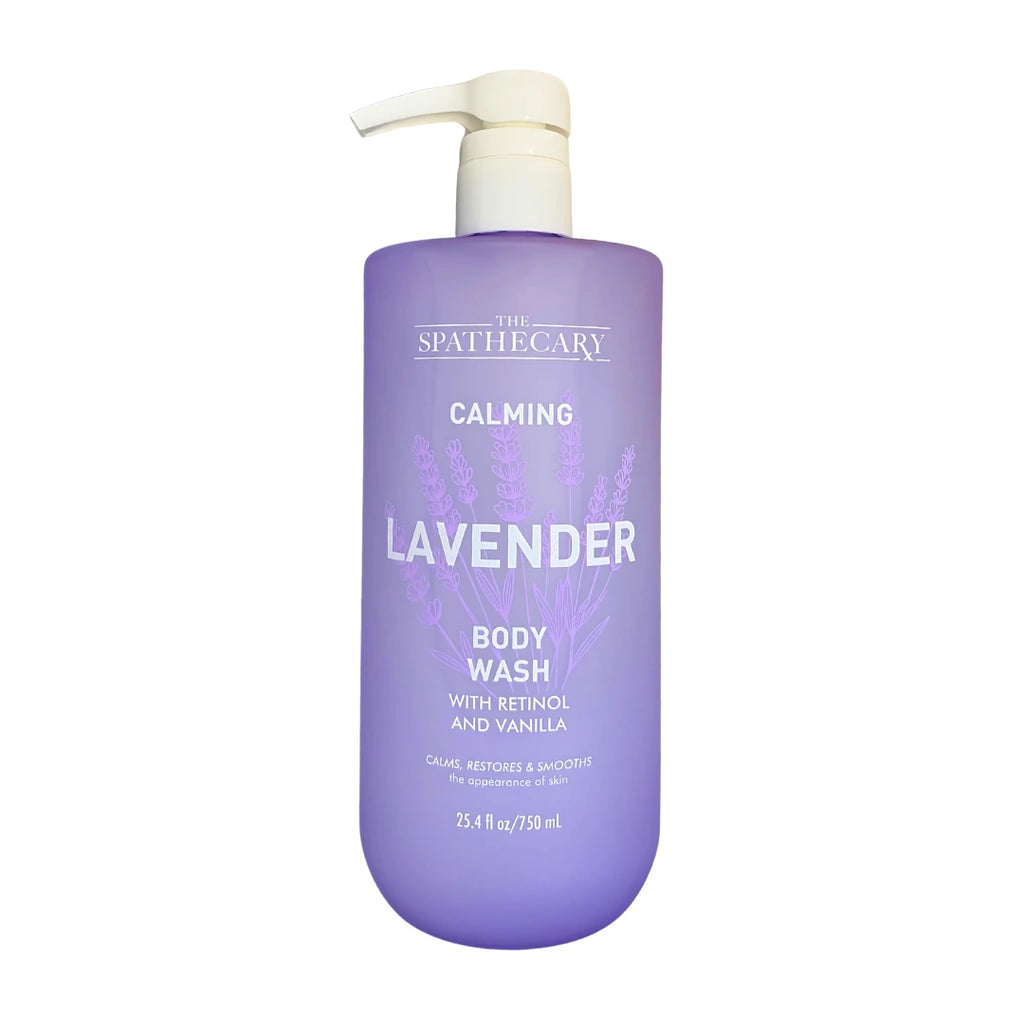 The Spathecary Calming Lavender Body Wash with Retinol & Vanilla 25.4 oz pump bottle front view