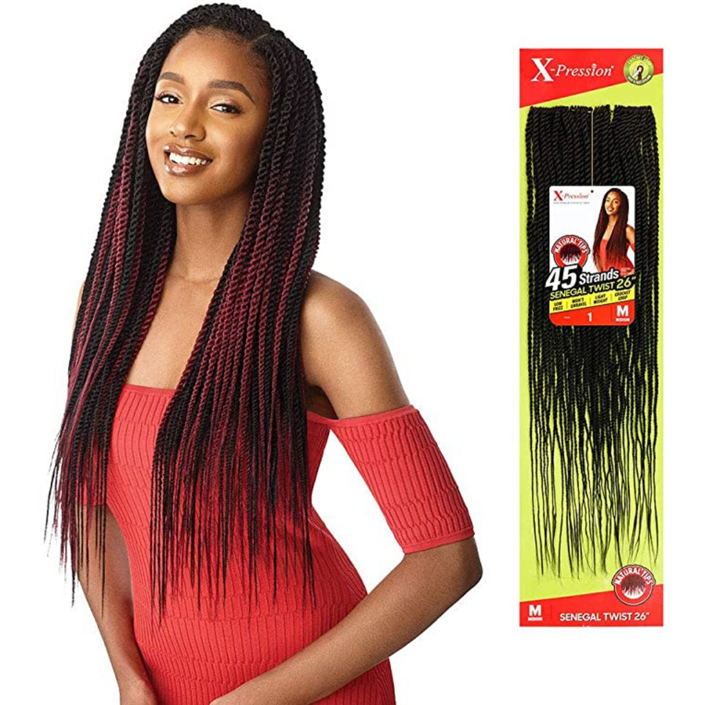 Outre XPression 3X's Box Braids 45-Strands Medium Natural Tip Crochet Hair
