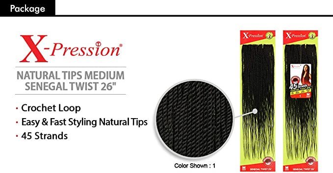 Outre XPression 3X's Box Braids 45-Strands Medium Natural Tip Crochet Hair