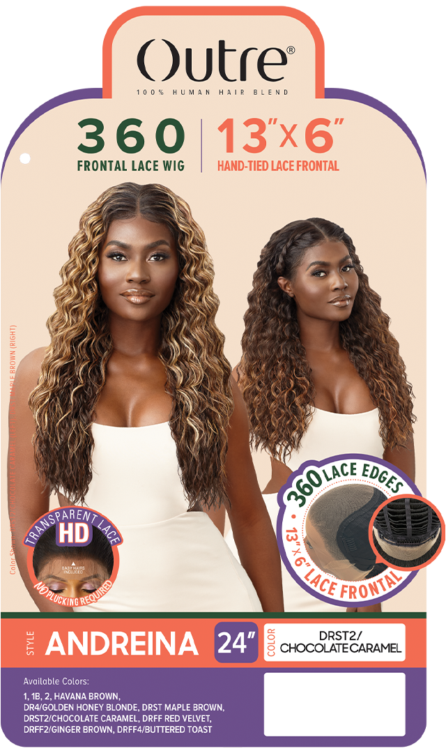 Outre Human Hair Blend HD Full Lace 360 Hand-Tied 13x6 Frontal Wig- Andreina