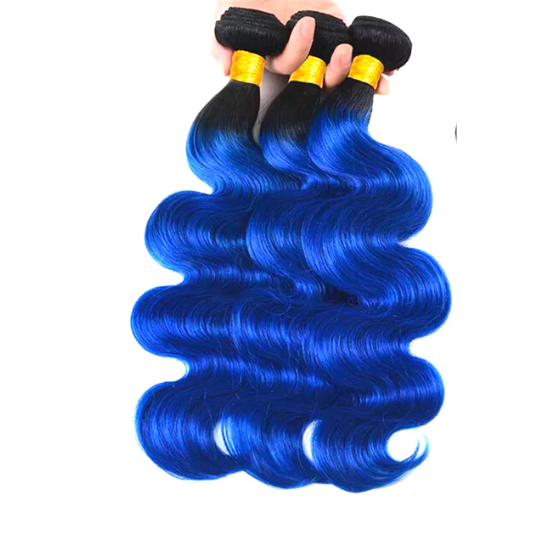SUPREME 100% UNPROCESSED HUMAN HAIR BUNDLE BODY WAVE - T1B/BLUE