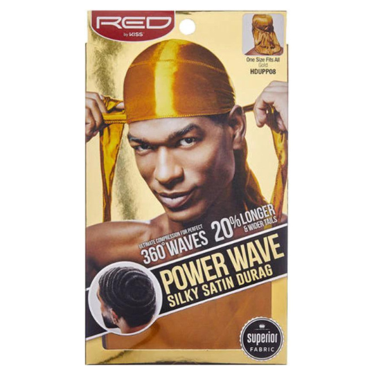 (HD18) RED SILKY DURAG - GOLD