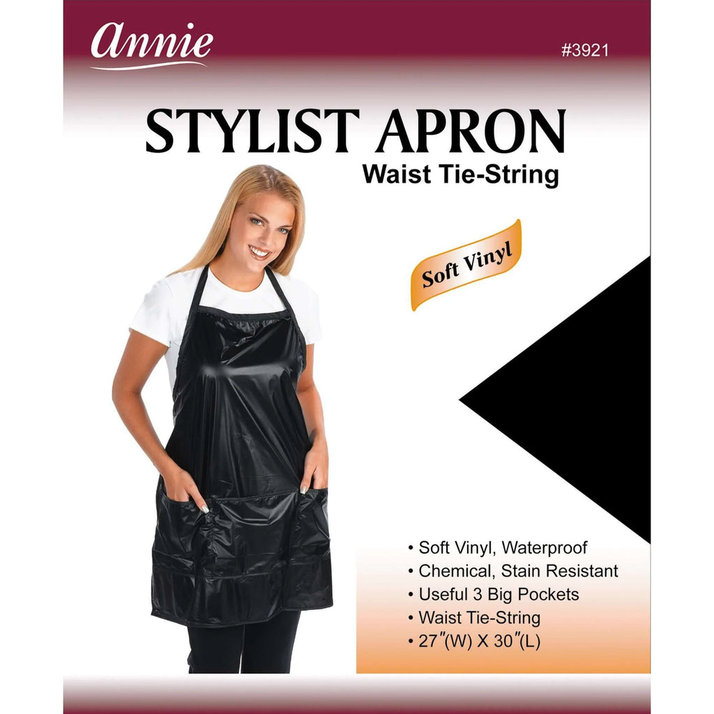 ANNIE Stylist Apron 27in X 30in- BLACK Waist-Tie String