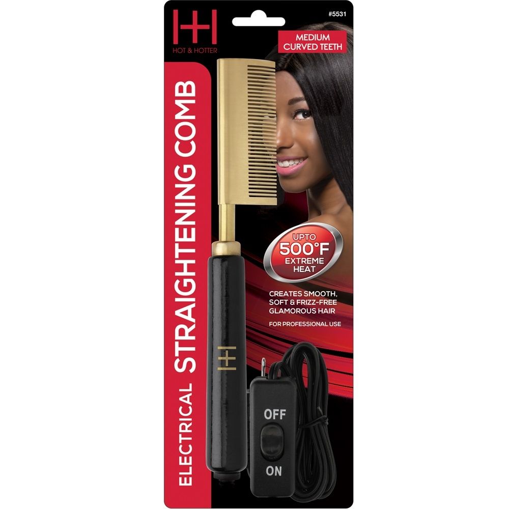 H&H ELECTRICAL STRAIGHTENING COMB - BLACK/GOLD