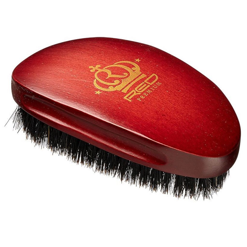 RED PREMIUM 360 POWER WAVE BOAR BRISTLES PALM BRUSH -SFT #BORP04