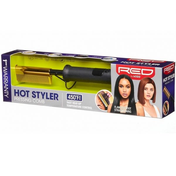 RED Hot Styler Pressing Comb Fast Heat With Temperature Control