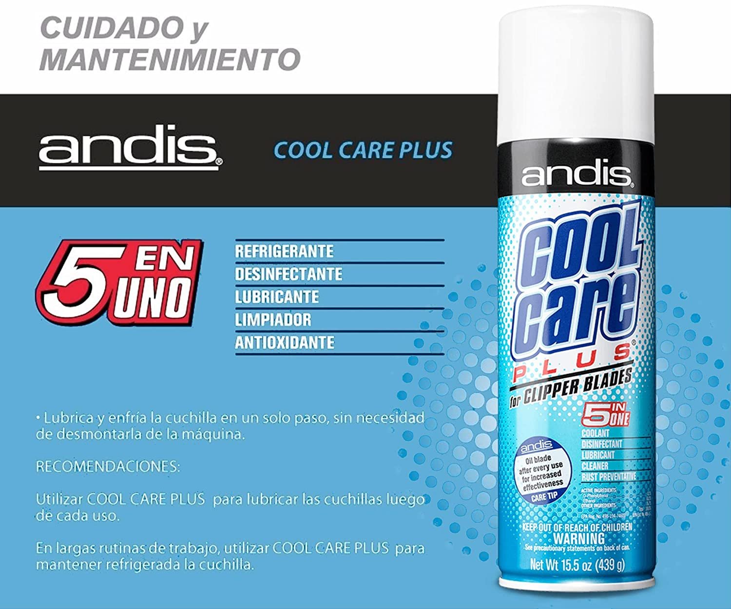 Andis 12750 Cool Care Plus, 15.5 oz