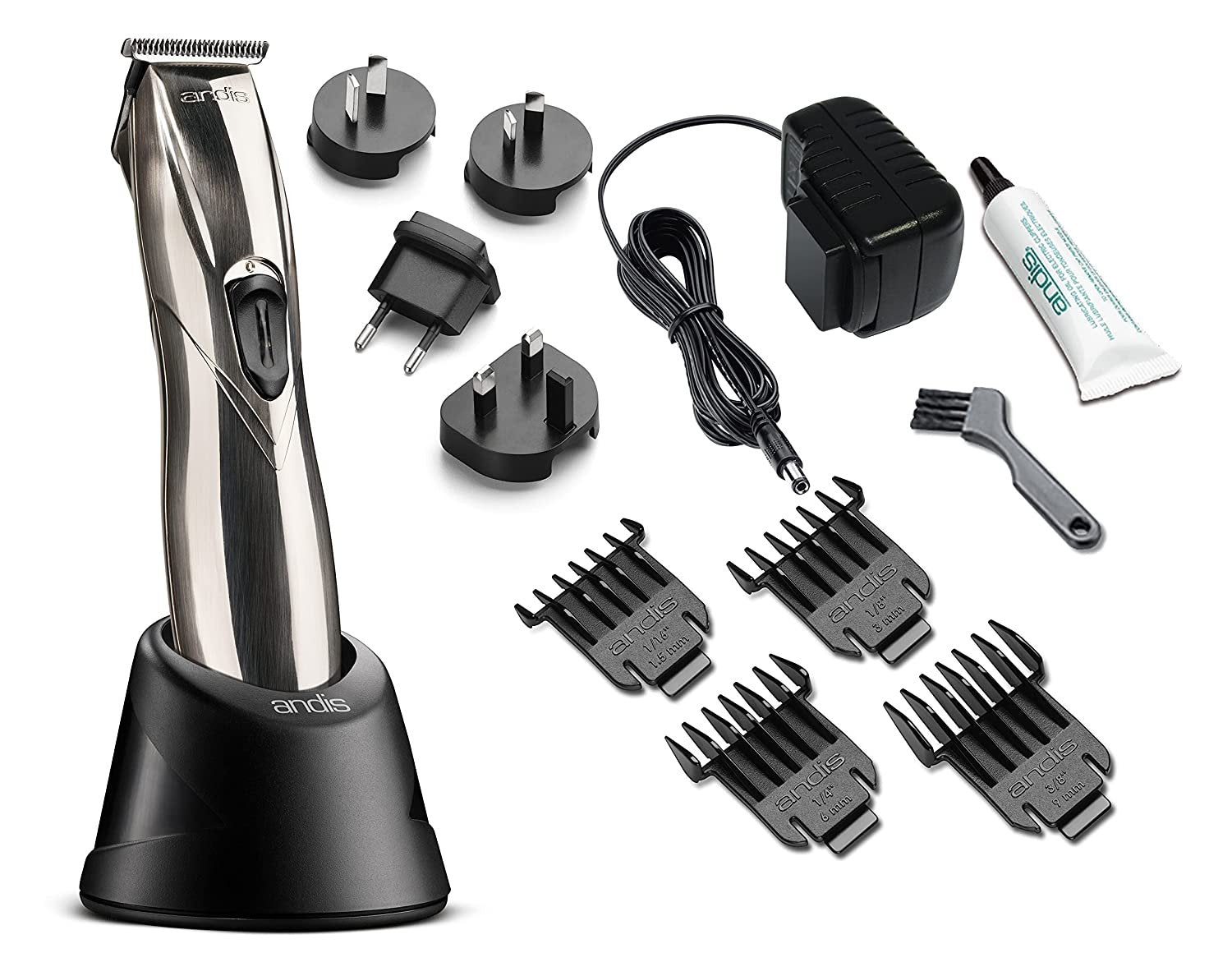 Andis 32400 Slimline Pro Cord/Cordless Beard Trimmer, Lithium Ion T-blade Trimmer, Close Cutting T-Blade Zero Gapped, Chrome