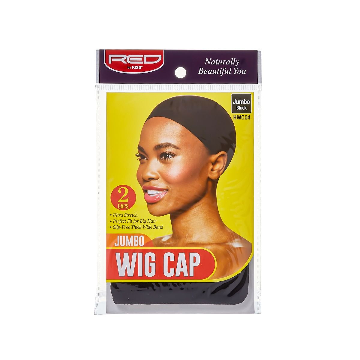 RED JUMBO WIG CAP BLACK 2PCSINPACK